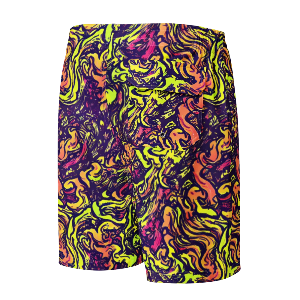 Kaleidoscope Riot on Men's Board Shorts — Back