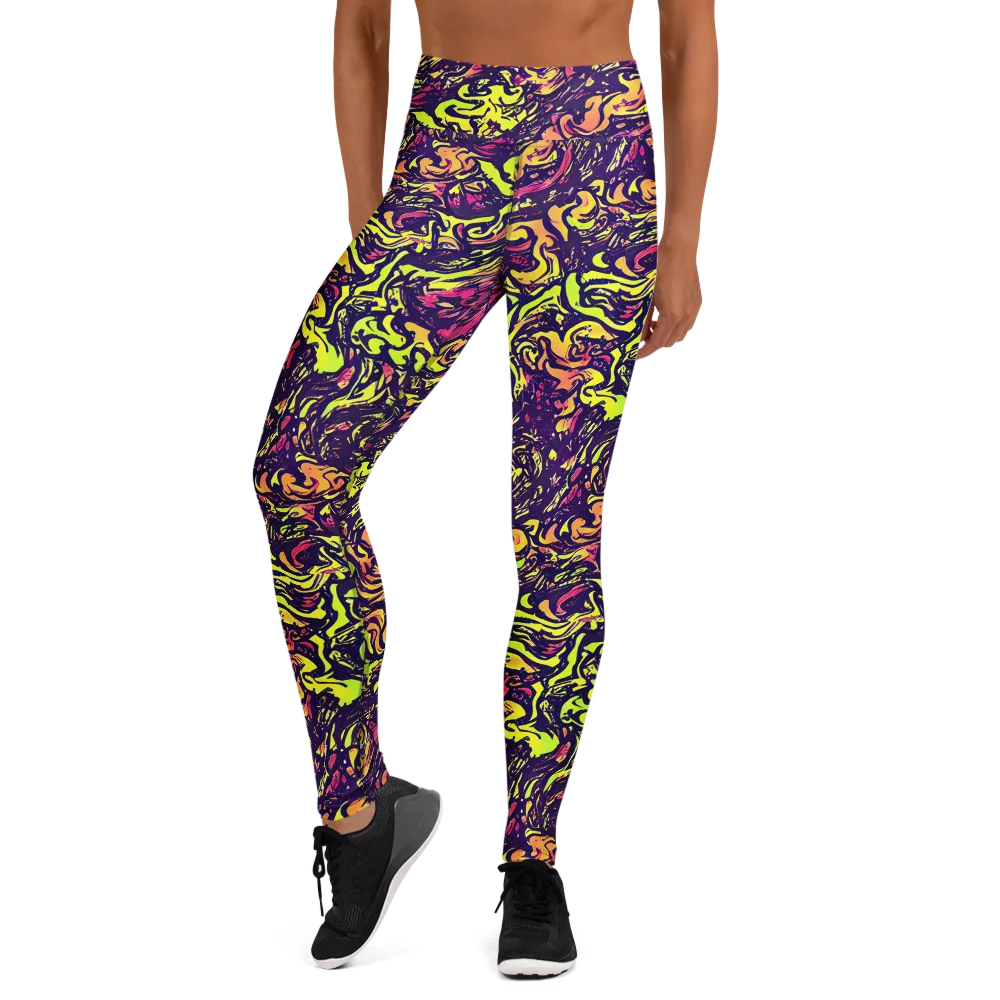 Kaleidoscope Riot on Yoga Leggings — Front