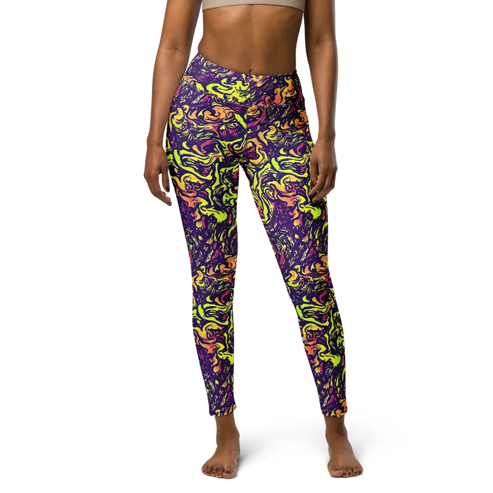 Kaleidoscope Riot on Yoga Leggings — Front