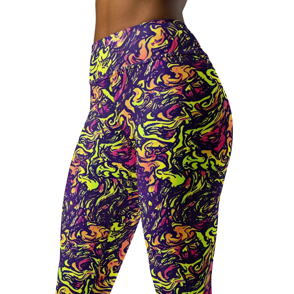 Kaleidoscope Riot on Yoga Leggings — Left Front
