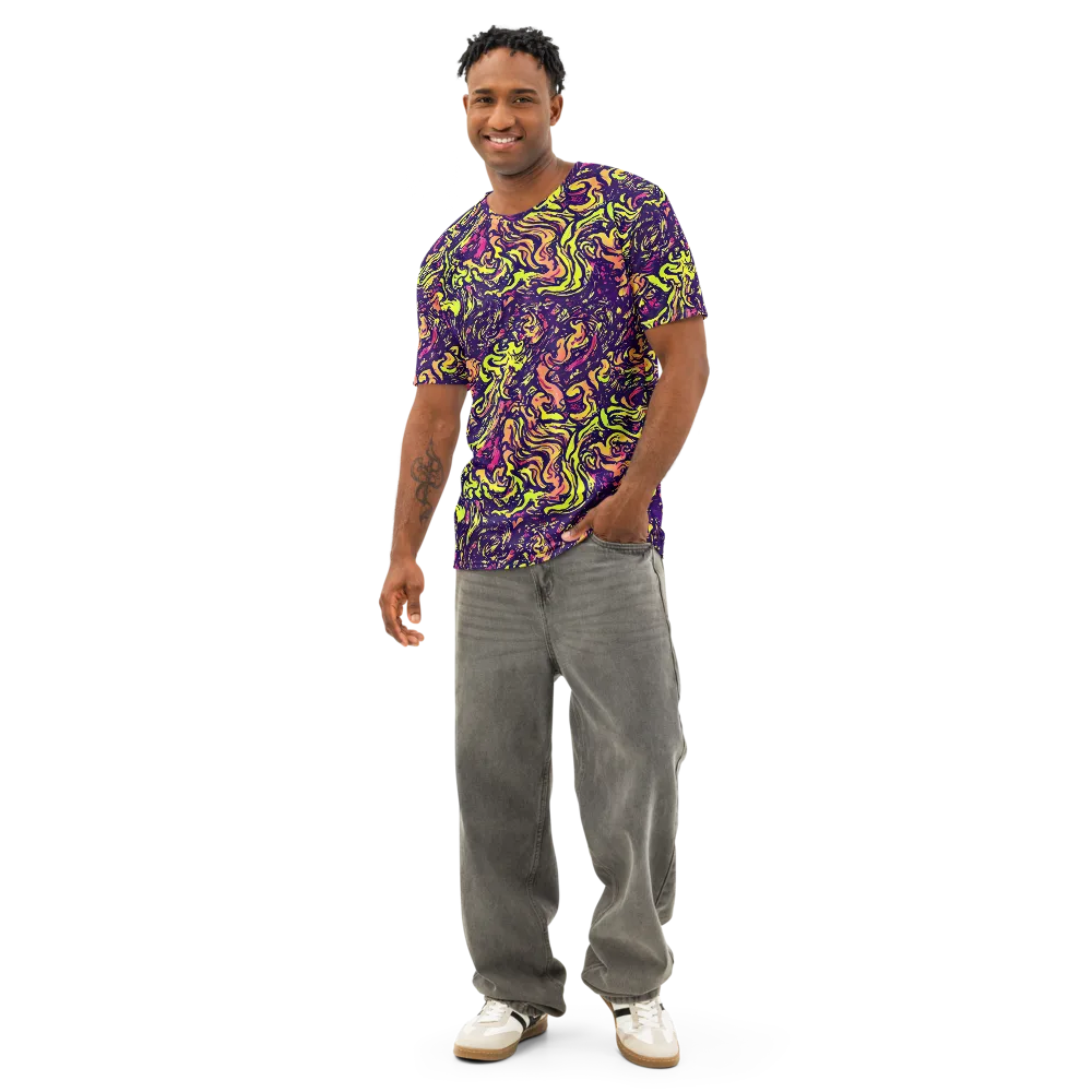 Kaleidoscope Riot on Men's Cotton Crew Neck T-Shirt — Front