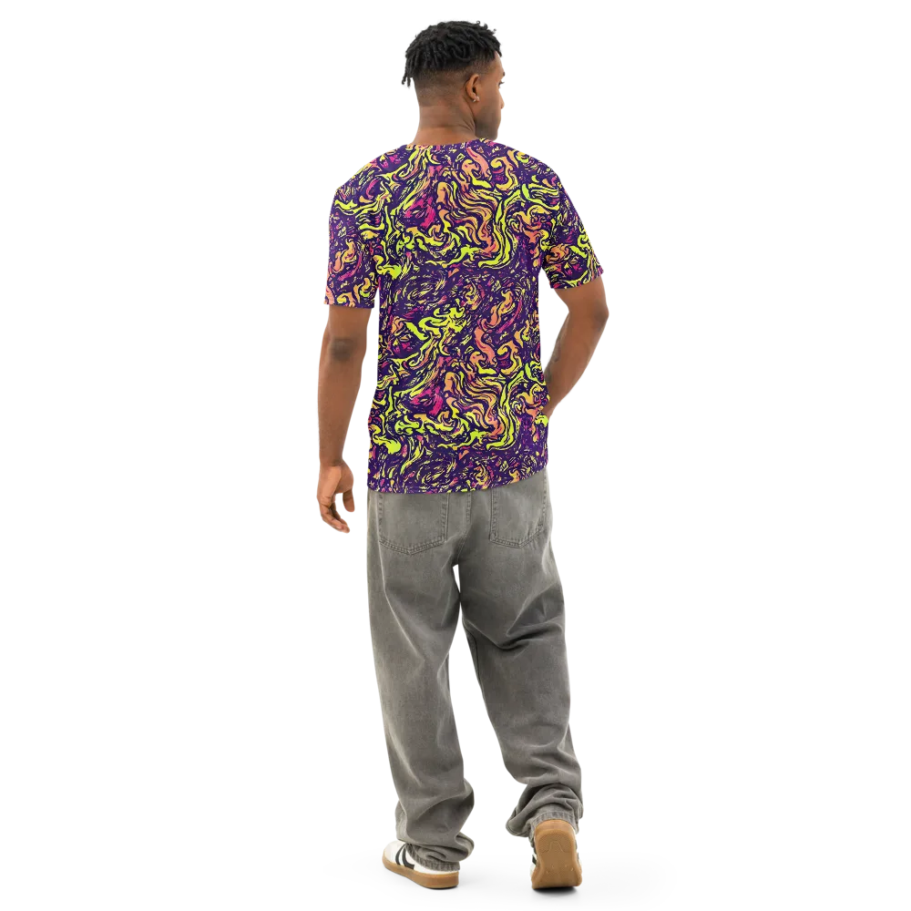 Kaleidoscope Riot on Men's Cotton Crew Neck T-Shirt — Back