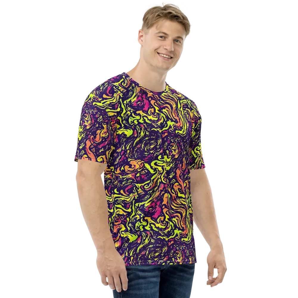 Kaleidoscope Riot on Men's Crew Neck T-Shirt — Right