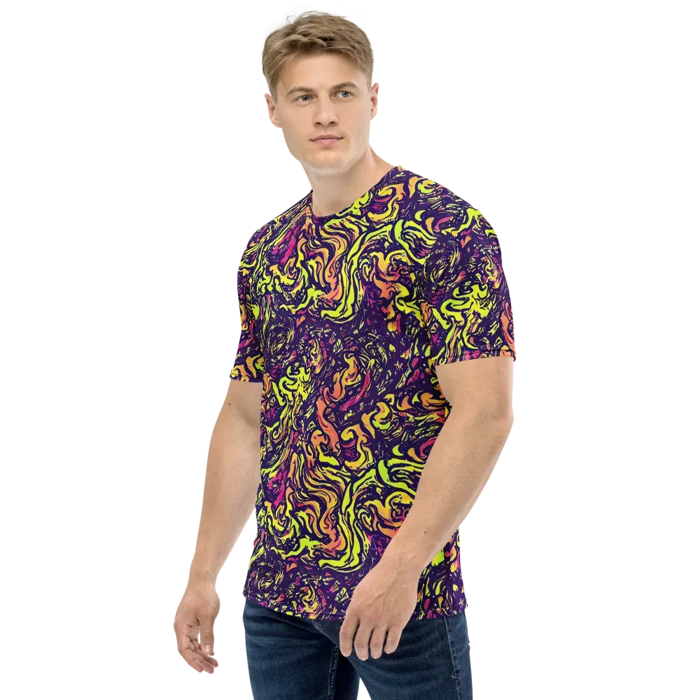 Kaleidoscope Riot on Men's Crew Neck T-Shirt — Left