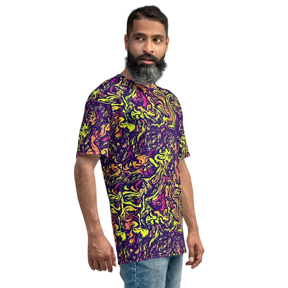 Kaleidoscope Riot on Men's Crew Neck T-Shirt — Right