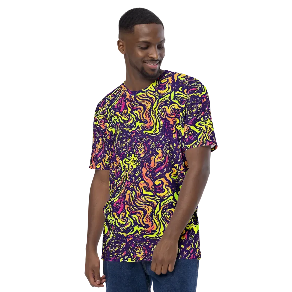 Kaleidoscope Riot on Men's Crew Neck T-Shirt — Left
