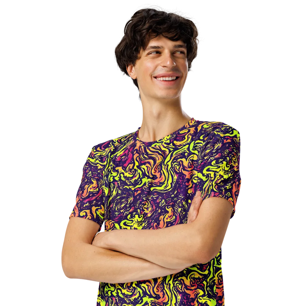 Kaleidoscope Riot on Men's Crew Neck T-Shirt — Left Front