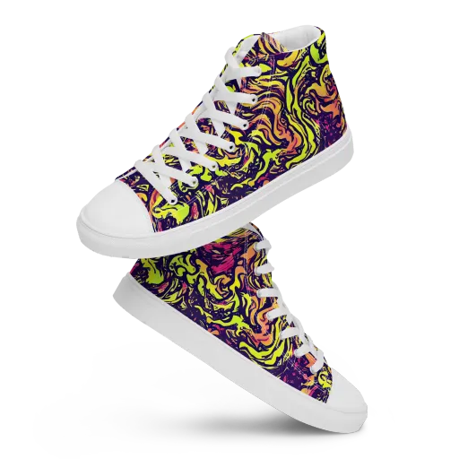 Kaleidoscope Riot on a Men's High Top Canvas Shoes