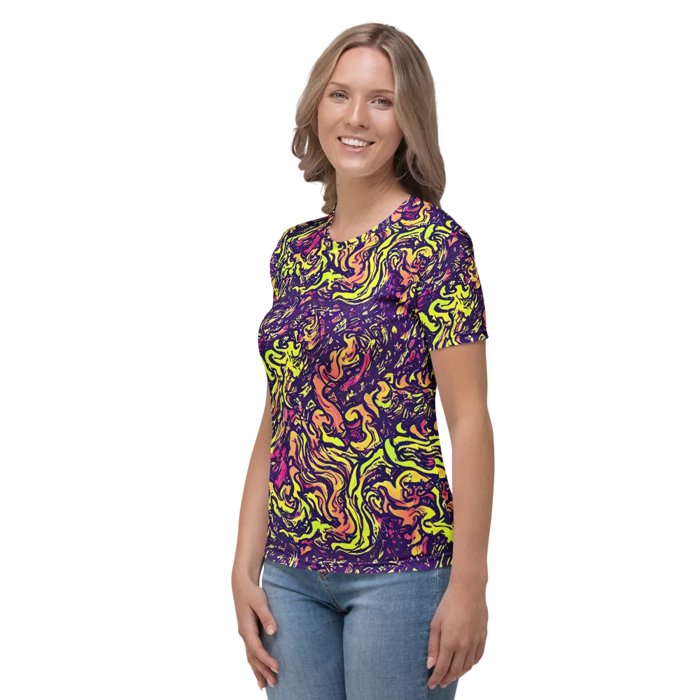 Kaleidoscope Riot on Women's Crew Neck T-Shirt — Left