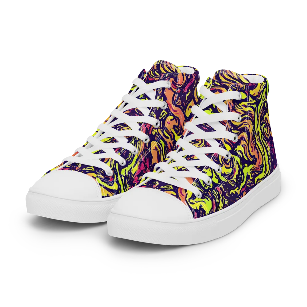 Kaleidoscope Riot on Women's High Top Canvas Shoes — Left Front