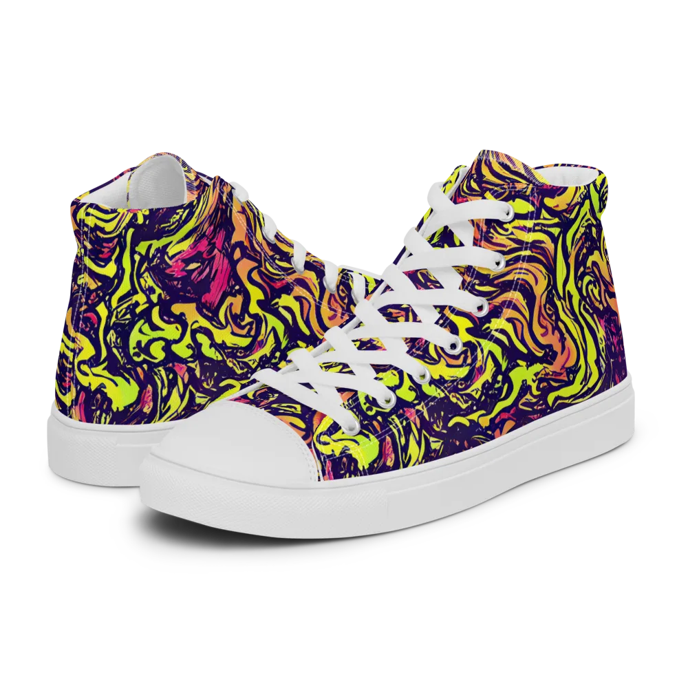 Kaleidoscope Riot on Women's High Top Canvas Shoes — Left
