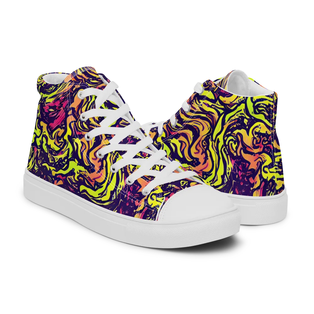 Kaleidoscope Riot on Women's High Top Canvas Shoes — Right
