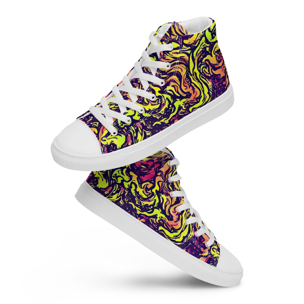 Kaleidoscope Riot on Women's High Top Canvas Shoes — Front