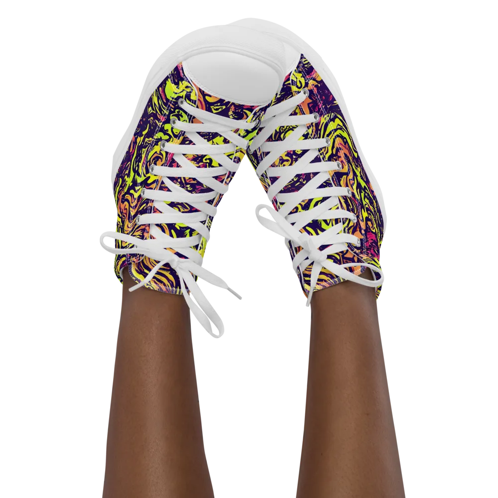 Kaleidoscope Riot on Women's High Top Canvas Shoes — Front