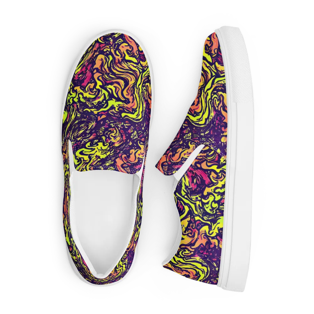 Kaleidoscope Riot on Men's Slip-On Canvas Shoes — Front