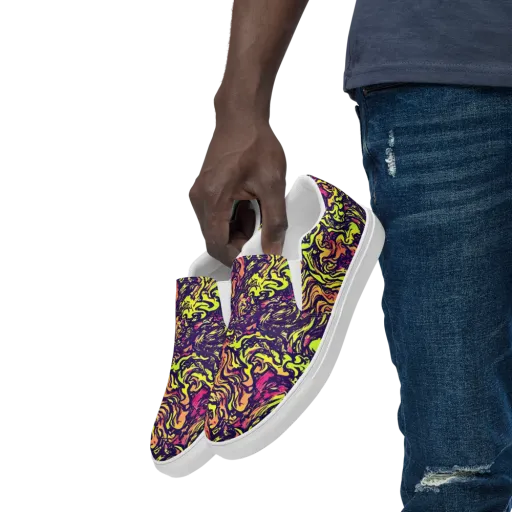Kaleidoscope Riot on a Men's Slip-On Canvas Shoes