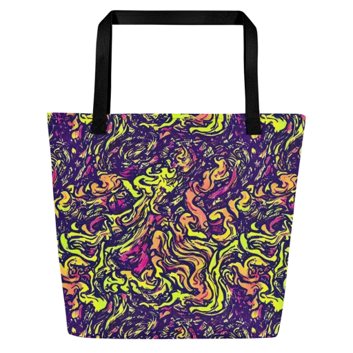 Kaleidoscope Riot on a Large Tote Bag W/ Pocket