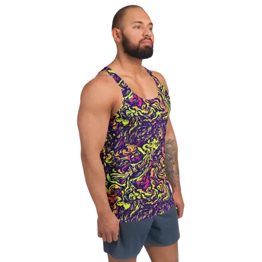 Kaleidoscope Riot on a Men's Tank Top