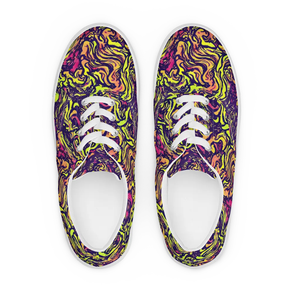 Kaleidoscope Riot on Men's Lace-Up Canvas Shoes — Front