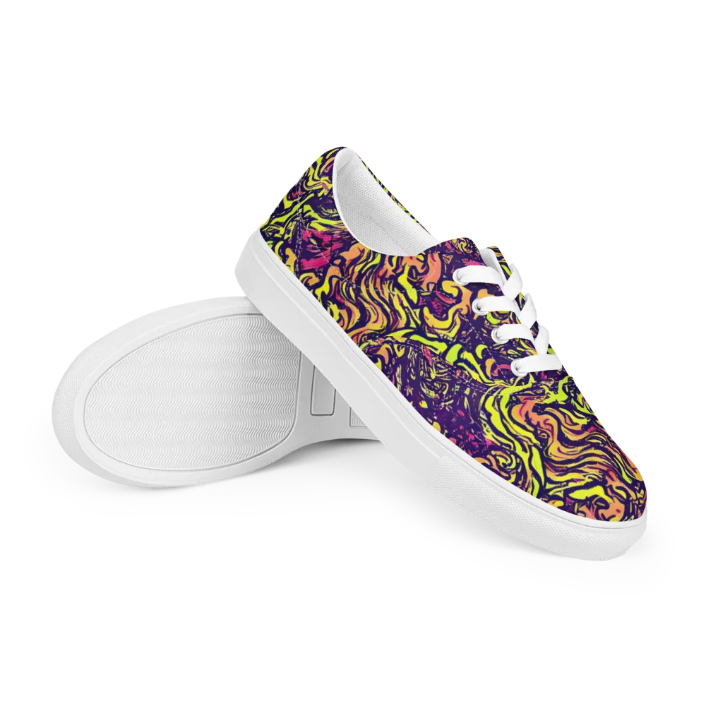 Kaleidoscope Riot on Men's Lace-Up Canvas Shoes — Right Front