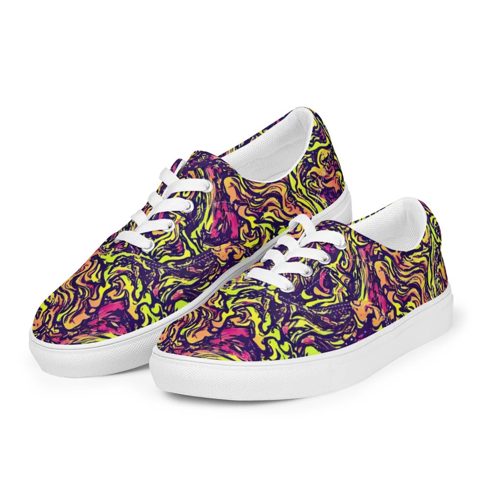 Kaleidoscope Riot on Men's Lace-Up Canvas Shoes — Left Front