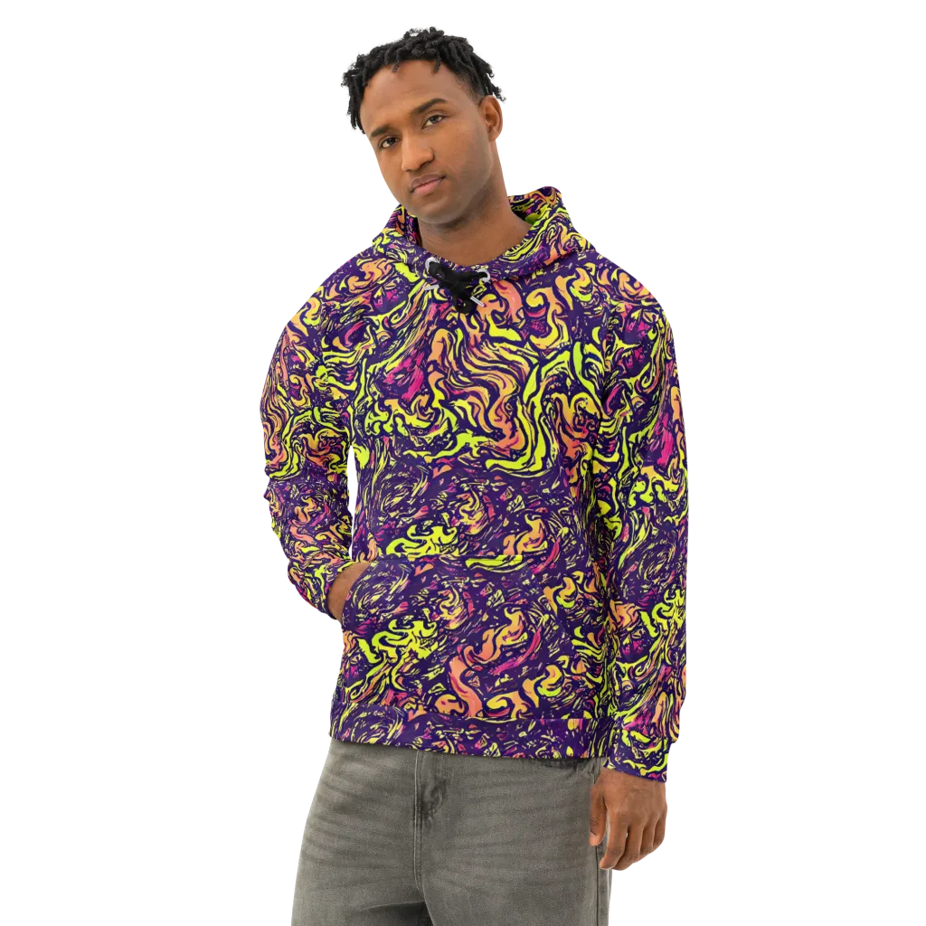 Kaleidoscope Riot on Cotton Hoodie — Left Front