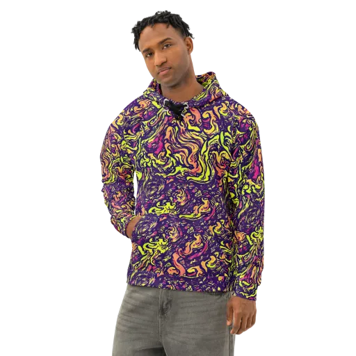Kaleidoscope Riot on a Cotton Hoodie