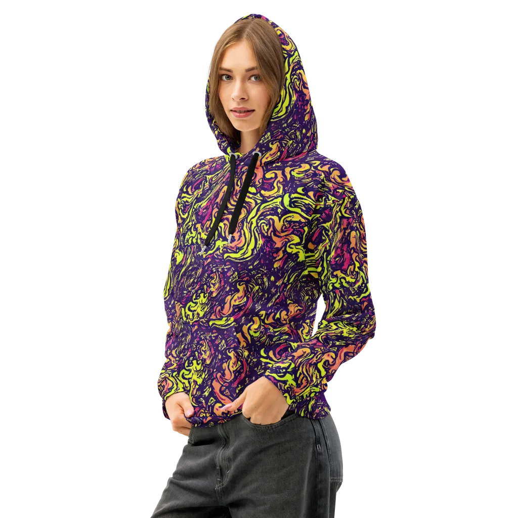 Kaleidoscope Riot on Cotton Hoodie — Left Front