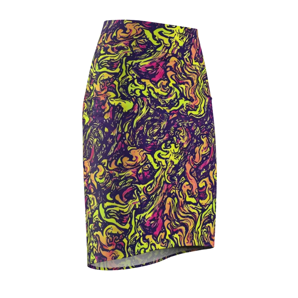 Kaleidoscope Riot on Pencil Skirt — Front Side