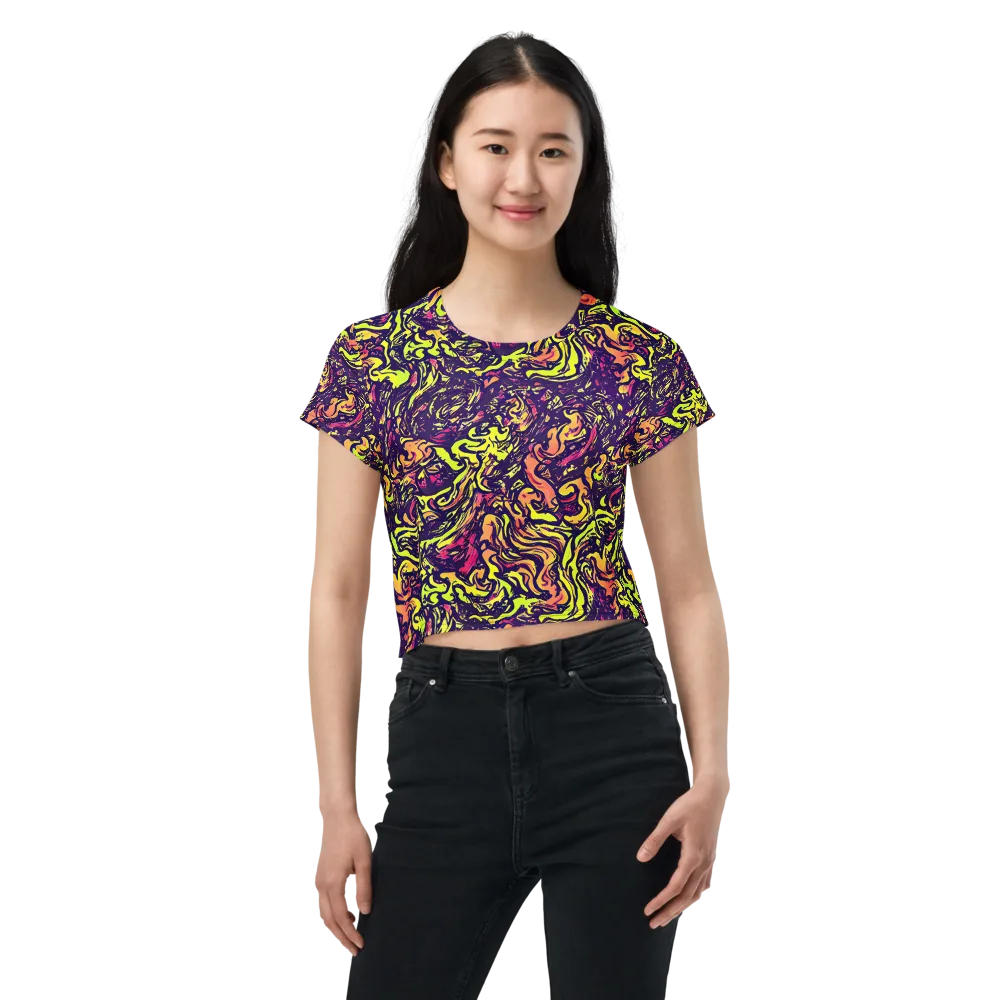 Kaleidoscope Riot on Crop Tee — Front