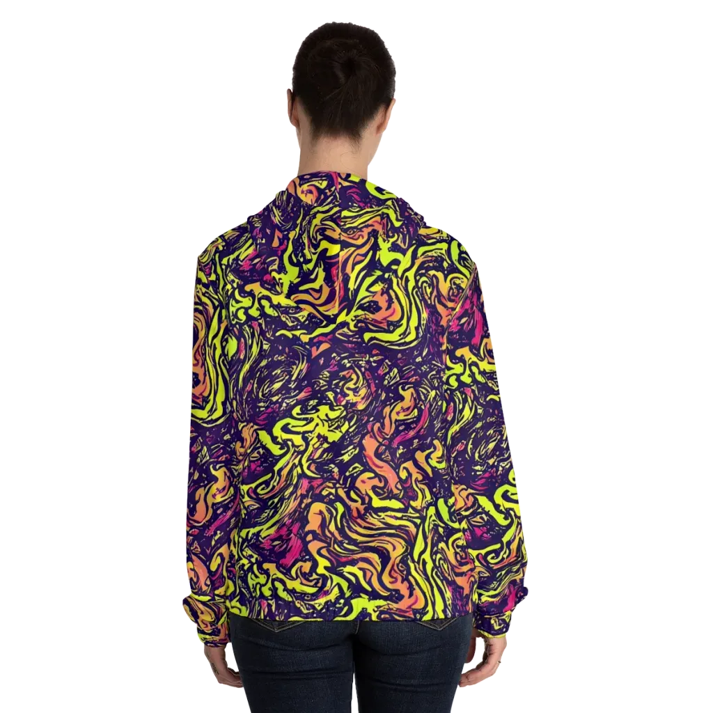 Kaleidoscope Riot on Women's Full-Zip Hoodie — Back On Person