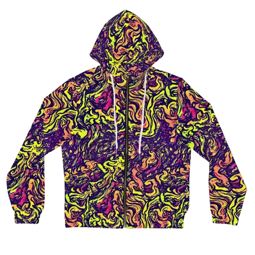 Kaleidoscope Riot on a Women's Full-Zip Hoodie