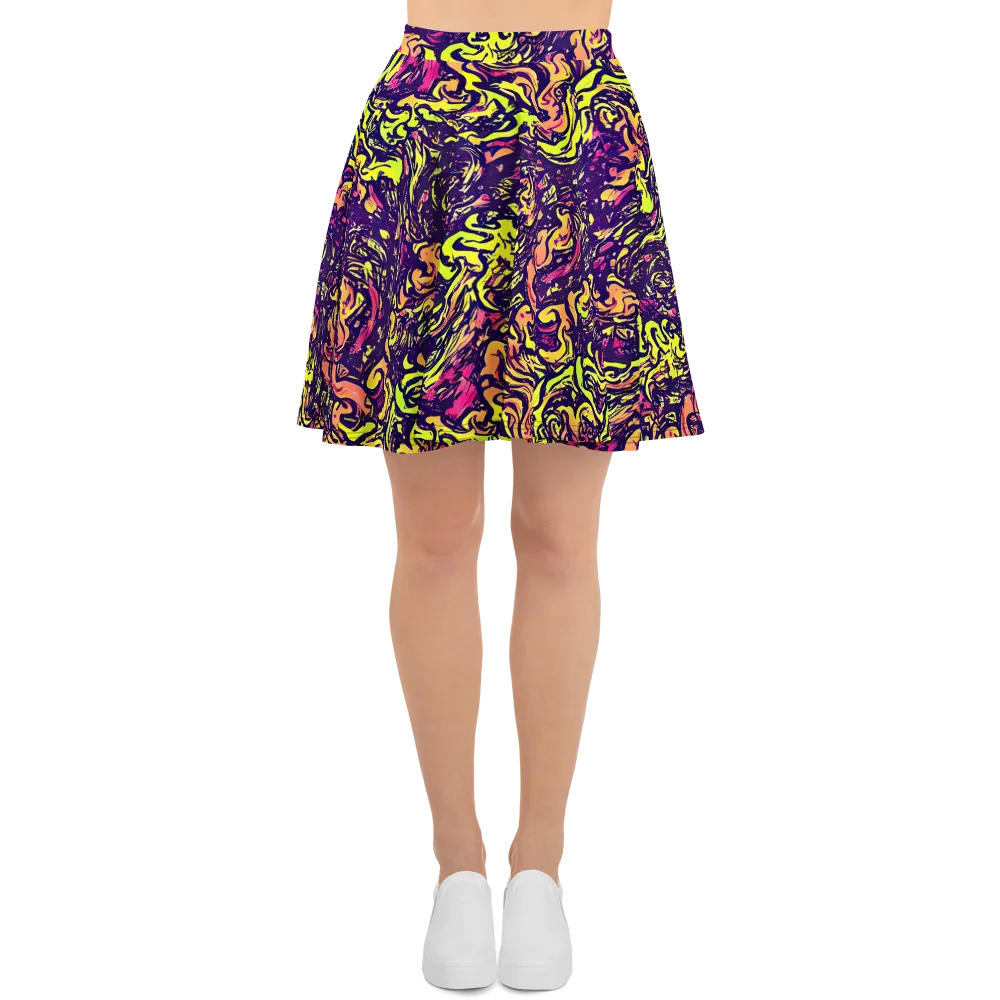 Kaleidoscope Riot on Skater Skirt — Front