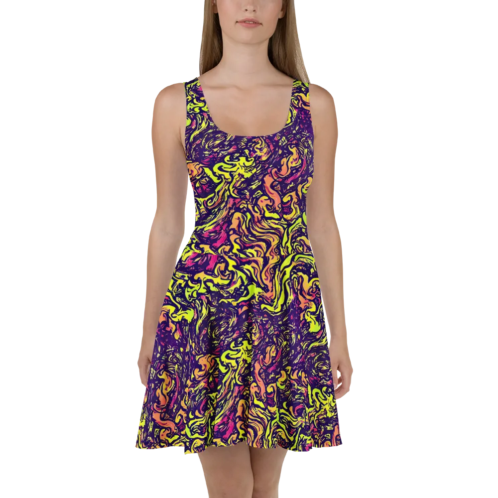 Kaleidoscope Riot on Skater Dress — Front