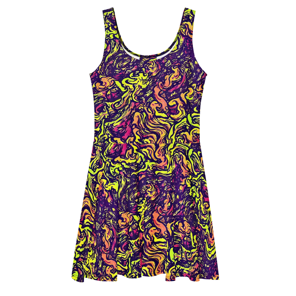 Kaleidoscope Riot on Skater Dress — Front