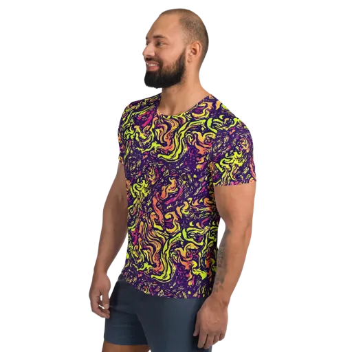 Kaleidoscope Riot on a Men's Athletic T-Shirt