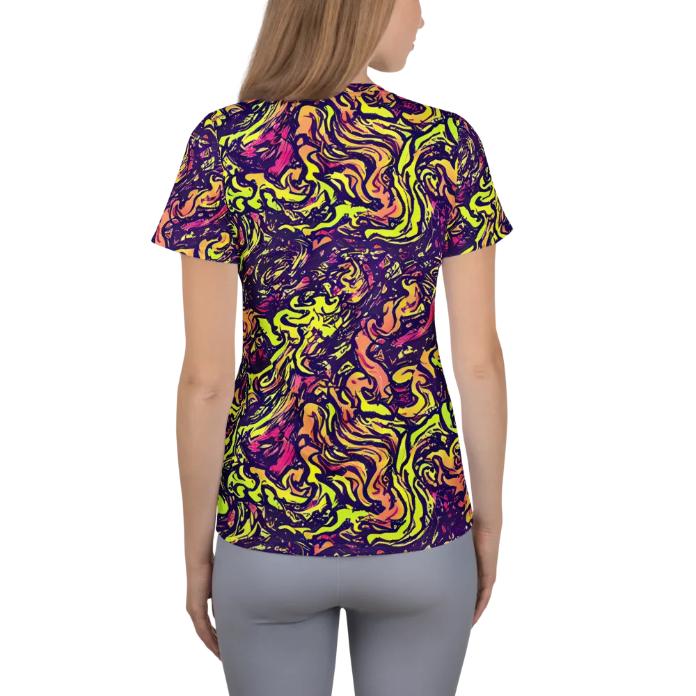 Kaleidoscope Riot on Women's Athletic T-Shirt — Back
