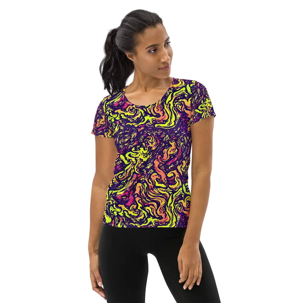 Kaleidoscope Riot on Women's Athletic T-Shirt — Front
