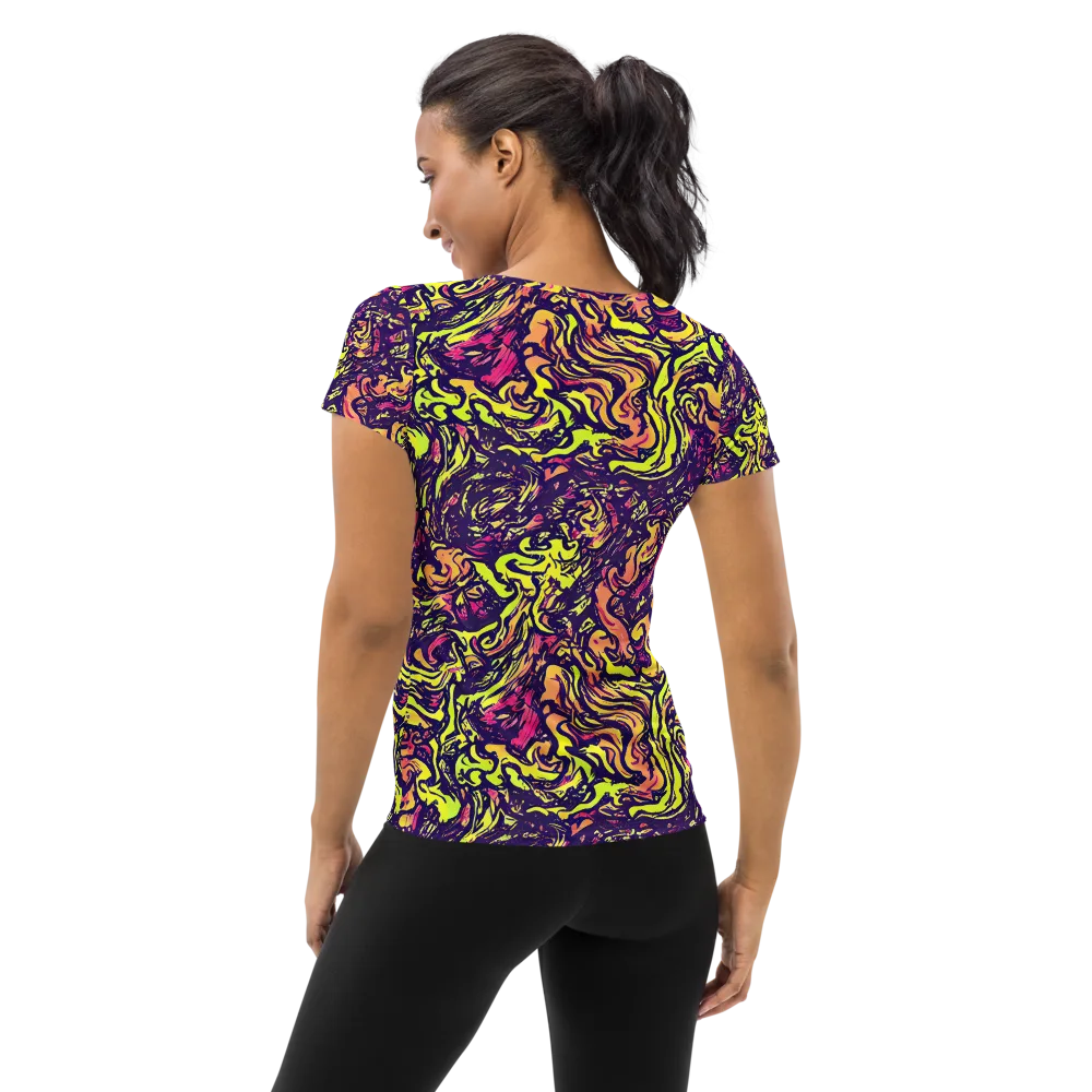 Kaleidoscope Riot on Women's Athletic T-Shirt — Back