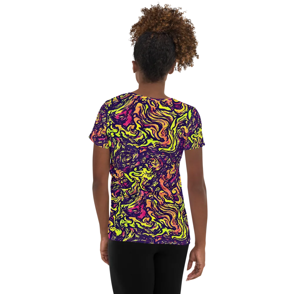 Kaleidoscope Riot on Women's Athletic T-Shirt — Back