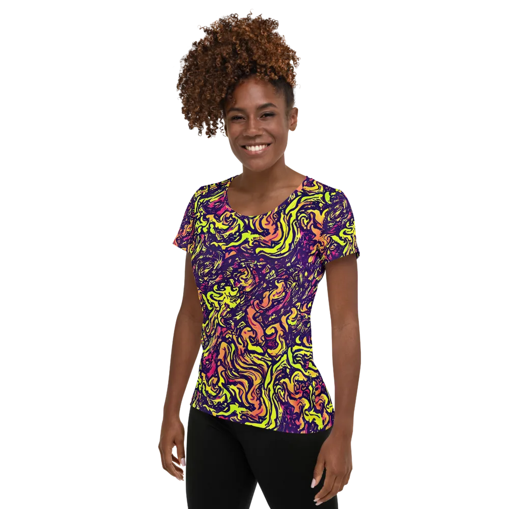 Kaleidoscope Riot on Women's Athletic T-Shirt — Left