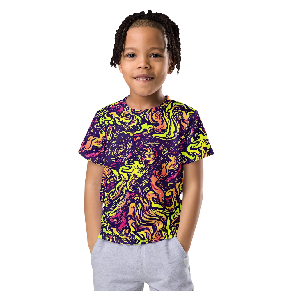 Kaleidoscope Riot on Kids Crew Neck T-Shirt — Front