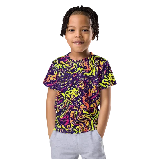 Kaleidoscope Riot on a Kids Crew Neck T-Shirt