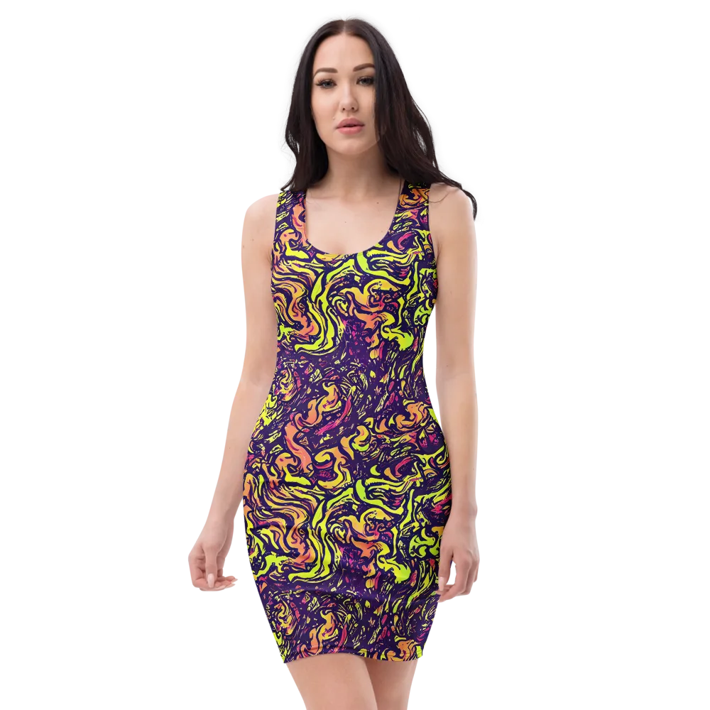 Kaleidoscope Riot on Bodycon Dress — Front