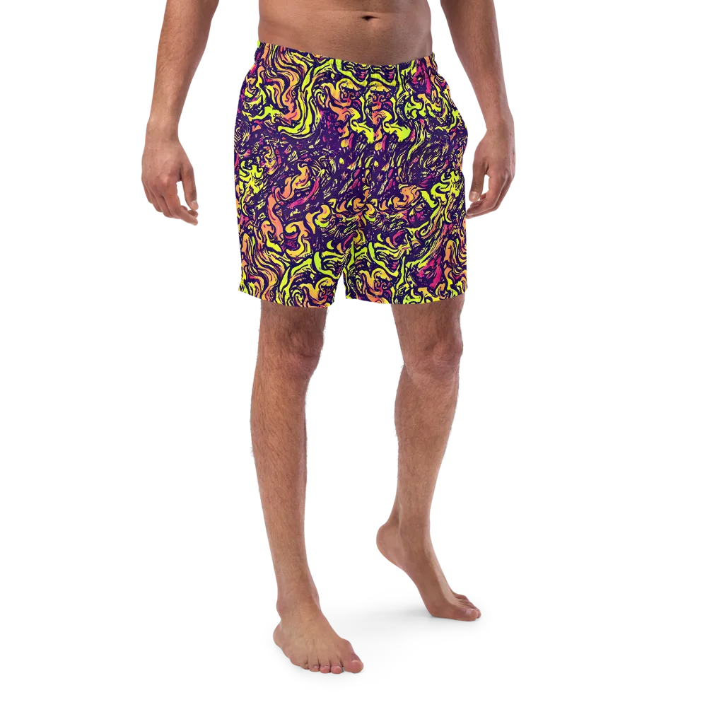 Kaleidoscope Riot on Swim Trunks — Front