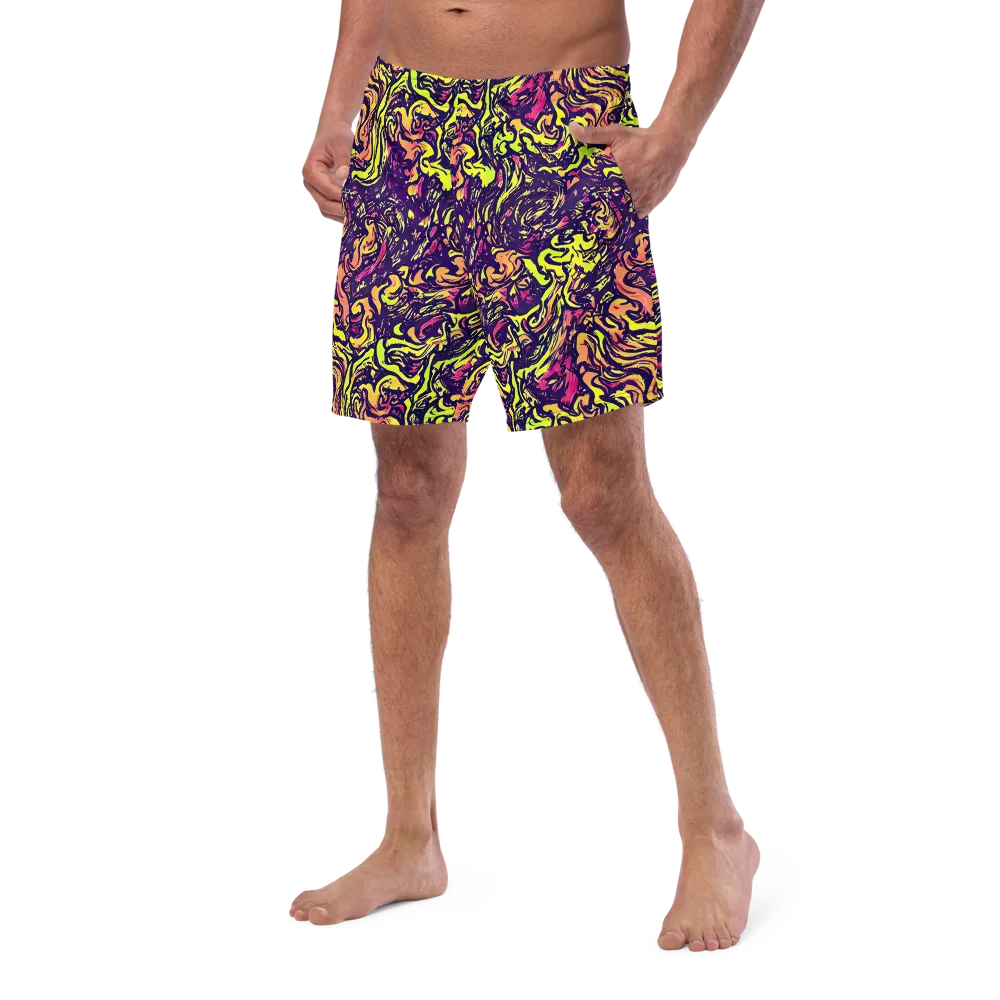 Kaleidoscope Riot on Swim Trunks — Left Front