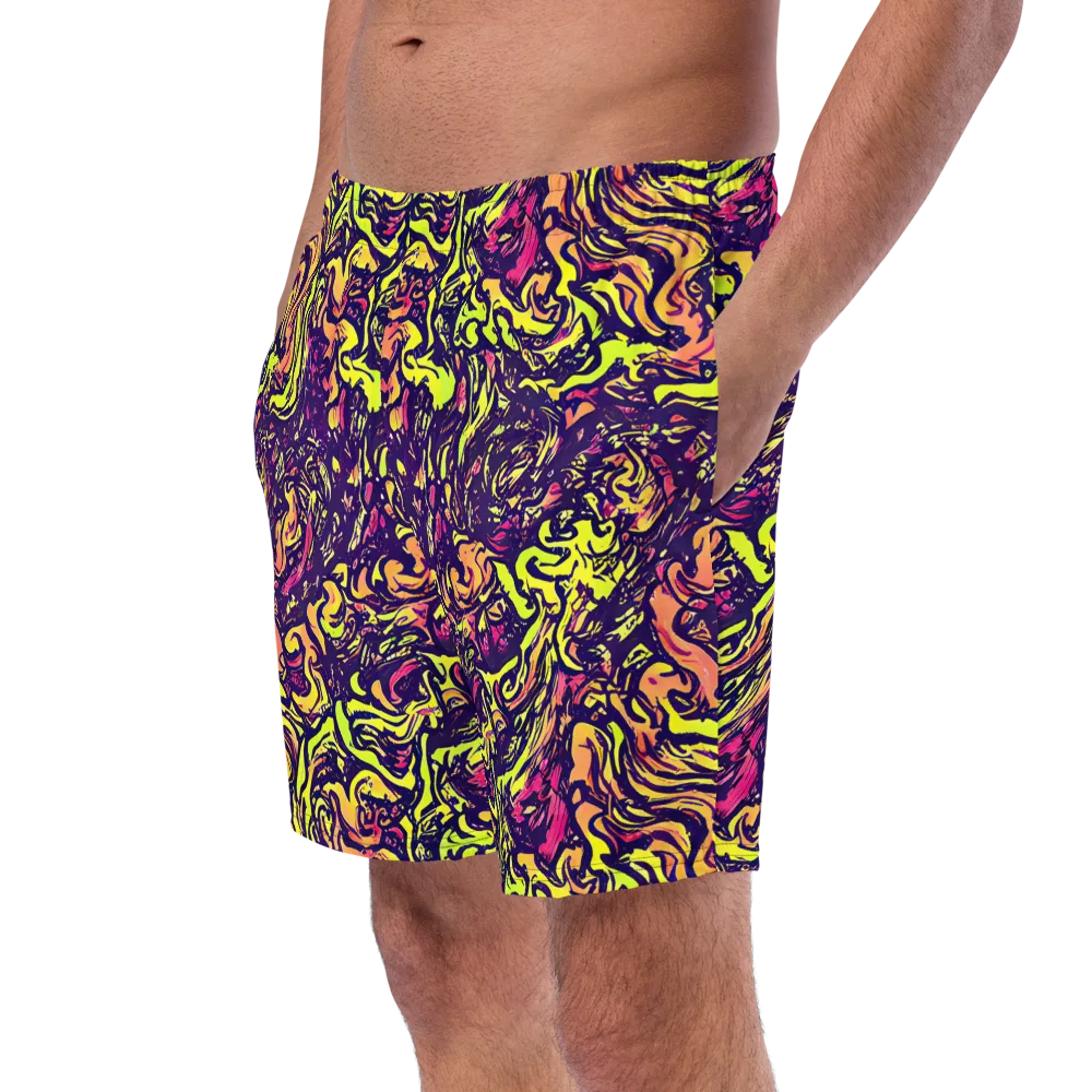 Kaleidoscope Riot on Swim Trunks — Left Front