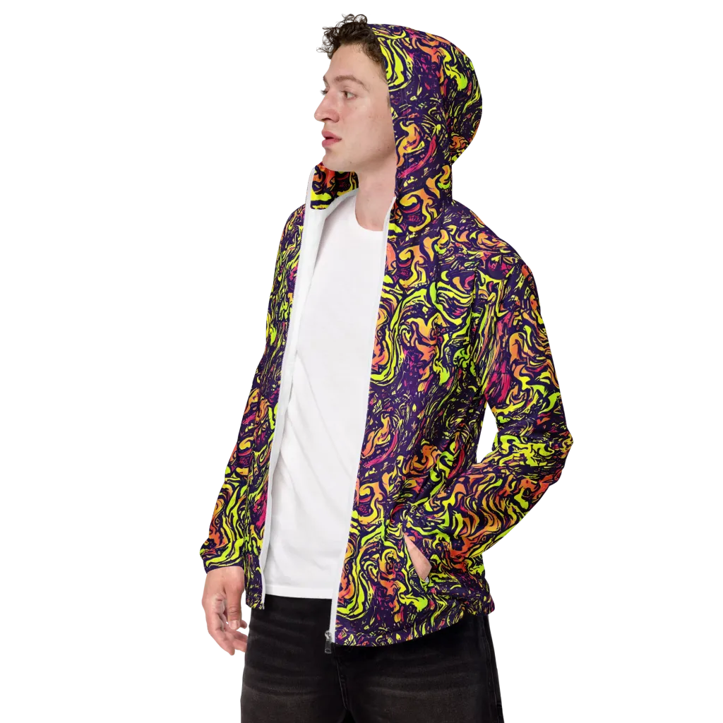 Kaleidoscope Riot on Men's Windbreaker — Left Front