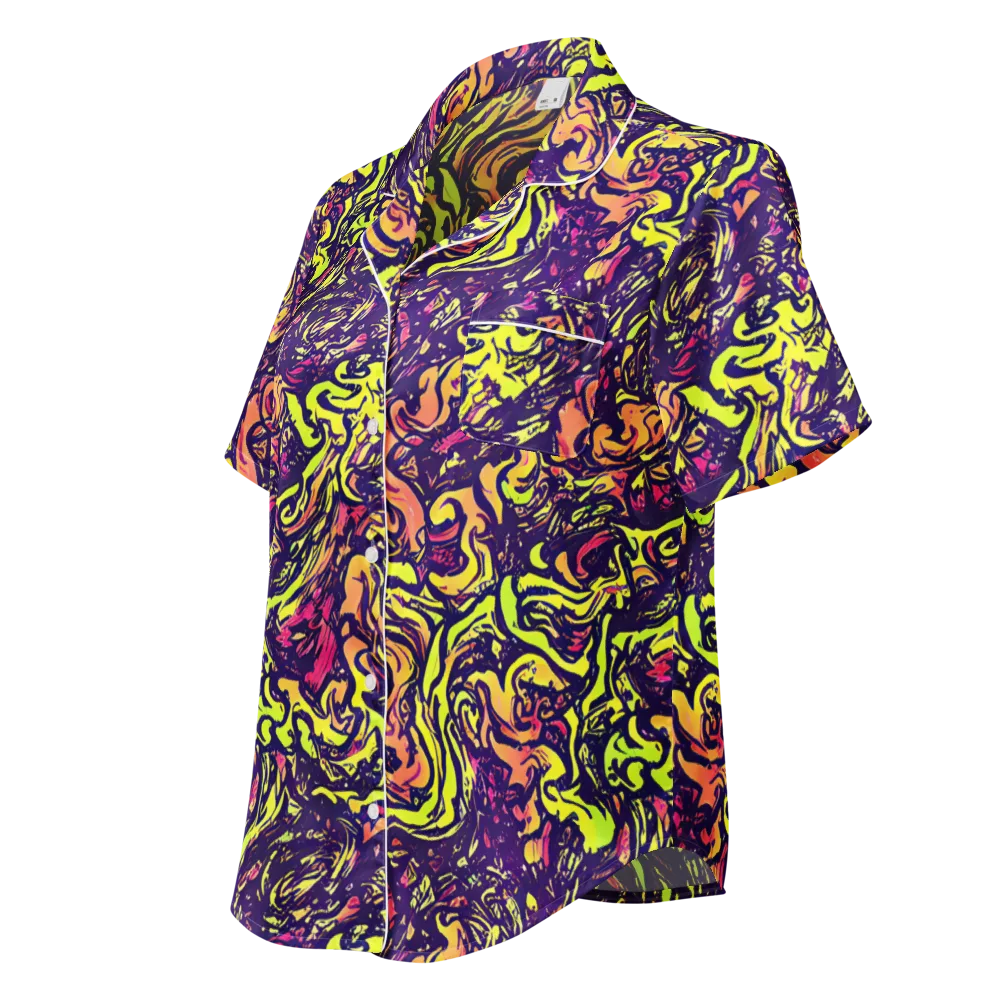 Kaleidoscope Riot on Women's Short Sleeve Pajama Top — Left Front