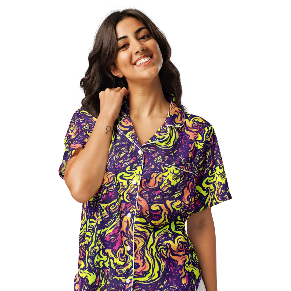 Kaleidoscope Riot on Women's Short Sleeve Pajama Top — Front